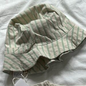 Garbo & Friends Striped Green and Cream Bucket Hat NWT